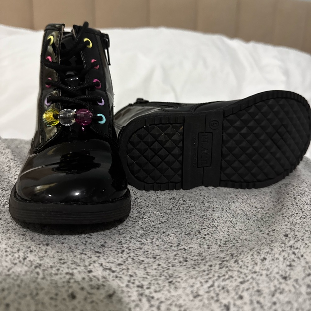 The Children's Place Black Kids Boots with Rainbow Accents
